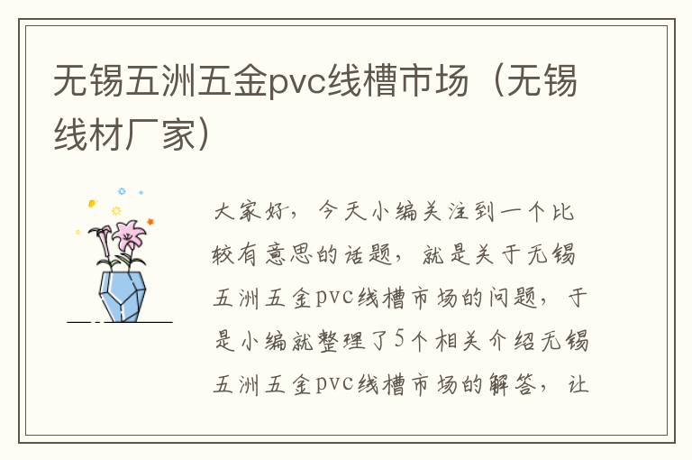 无锡五洲五金pvc线槽市场（无锡线材厂家）