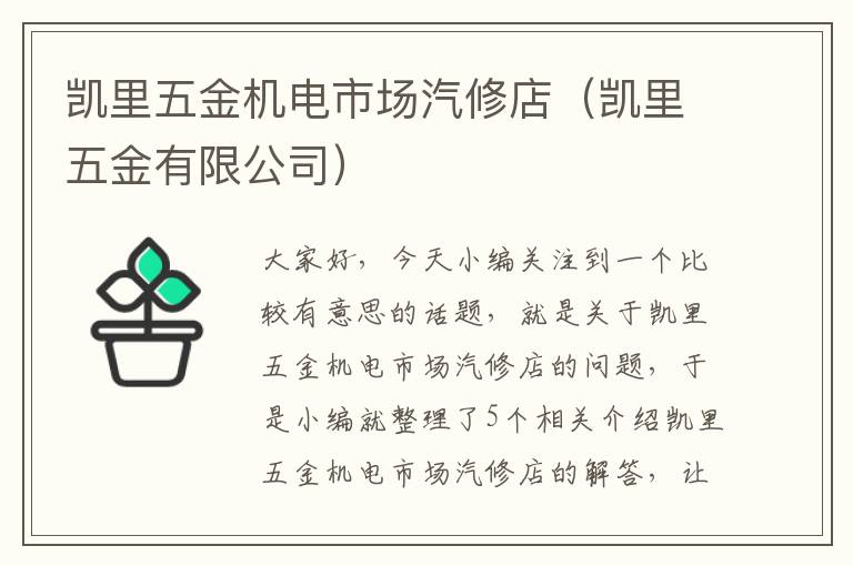 凯里五金机电市场汽修店（凯里五金有限公司）