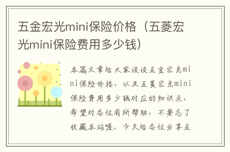 五金宏光mini保险价格（五菱宏光mini保险费用多少钱）