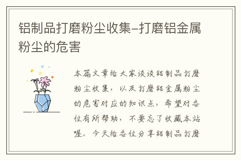 铝制品打磨粉尘收集-打磨铝金属粉尘的危害