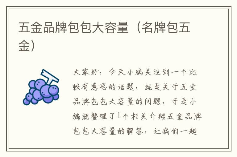 五金品牌包包大容量（名牌包五金）