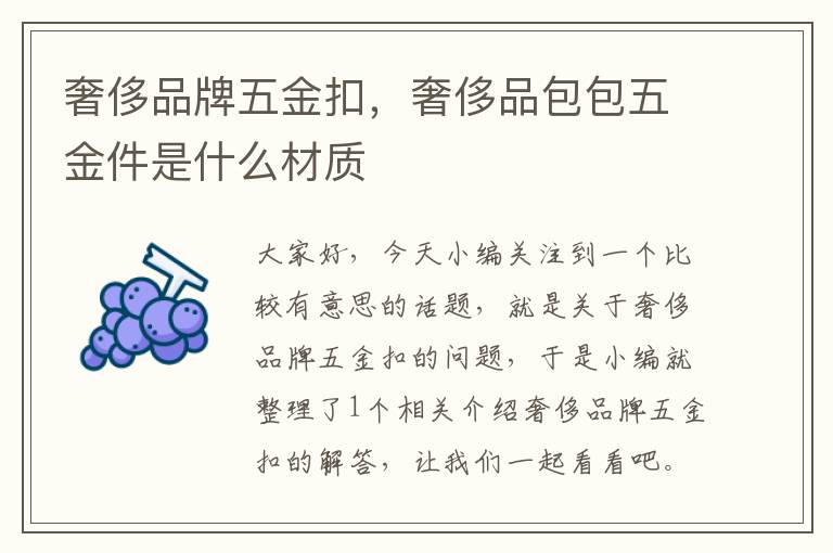 奢侈品牌五金扣，奢侈品包包五金件是什么材质