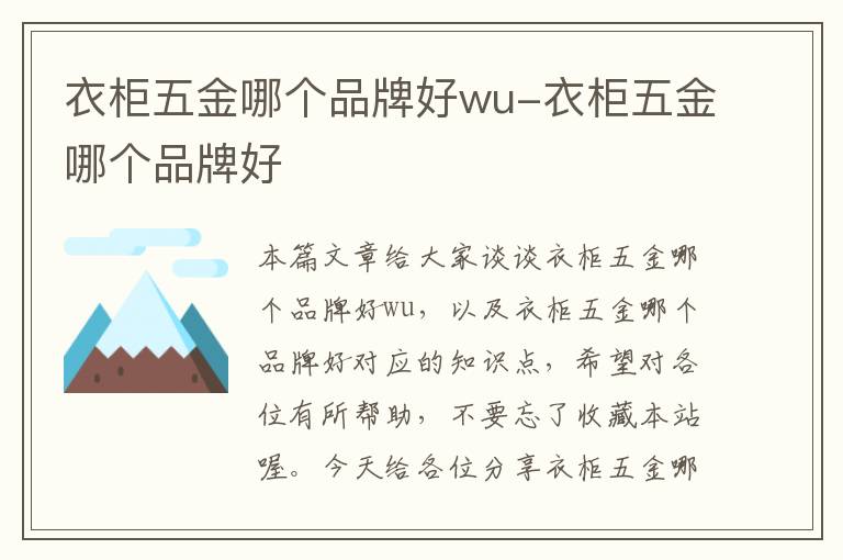 衣柜五金哪个品牌好wu-衣柜五金哪个品牌好