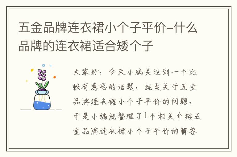 五金品牌连衣裙小个子平价-什么品牌的连衣裙适合矮个子