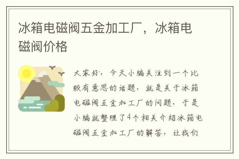 冰箱电磁阀五金加工厂，冰箱电磁阀价格